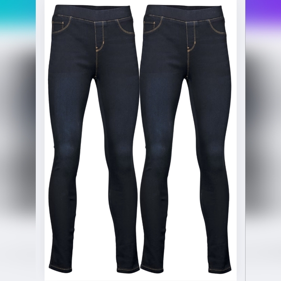 2 Pairs •Natural Reflections Lucy Pull-On Denim Jeggings Stretch Fall 1229-Bo - Picture 1 of 13